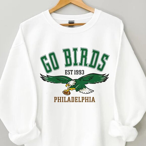 Vintage Philadelphia Eagles Sweatshirt, Go Birds Philadelphia Football Sweaters - Picture 2 of 4